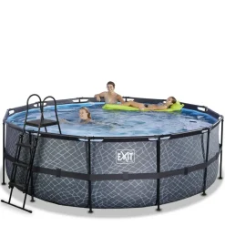 Piscine hors sol ronde grise 427x122cm +pompe filtrante sable EXIT