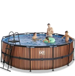 Piscine hors sol ronde grise 427x122cm +pompe filtrante sable EXIT
