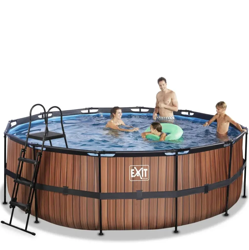 Piscine hors sol ronde grise 427x122cm +pompe filtrante sable EXIT