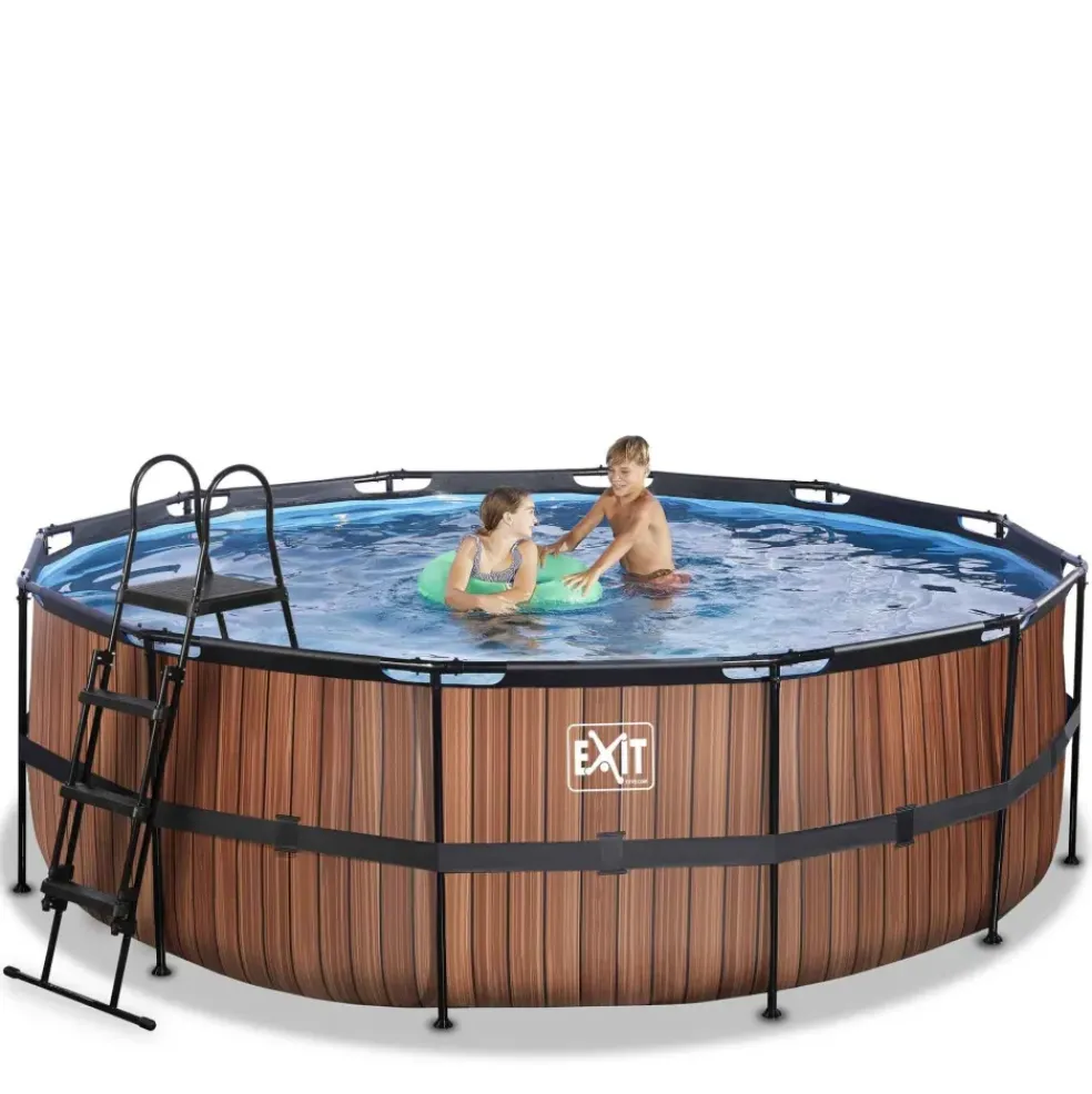 Piscine hors sol ronde grise 427x122cm +pompe filtrante sable EXIT