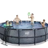 Piscine hors sol tubulaire ronde grise 488x122cm +pompe filtrante EXIT