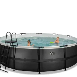 Piscine hors sol tubulaire ronde grise 488x122cm +pompe filtrante EXIT