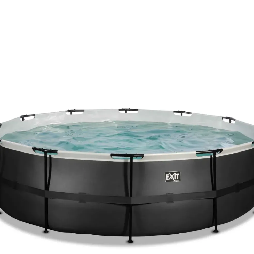 Piscine hors sol tubulaire ronde grise 488x122cm +pompe filtrante EXIT