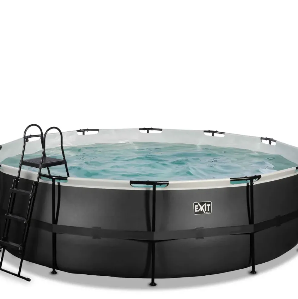 Piscine hors sol tubulaire ronde grise 488x122cm +pompe filtrante EXIT