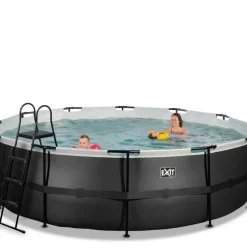 Piscine hors sol tubulaire ronde grise 488x122cm +pompe filtrante EXIT