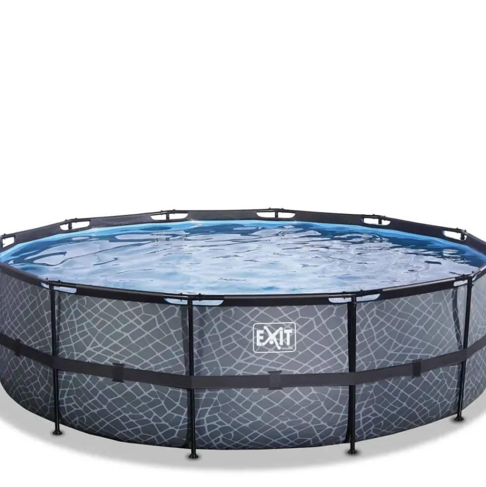 Piscine hors sol tubulaire ronde grise 488x122cm +pompe filtrante EXIT