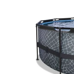 Piscine hors sol tubulaire ronde grise 488x122cm +pompe filtrante EXIT