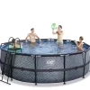 Piscine hors sol tubulaire ronde grise 450x122cm +pompe filtrante EXIT