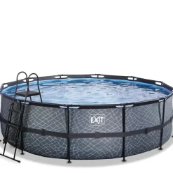 Piscine hors sol tubulaire ronde grise 450x122cm +pompe filtrante EXIT