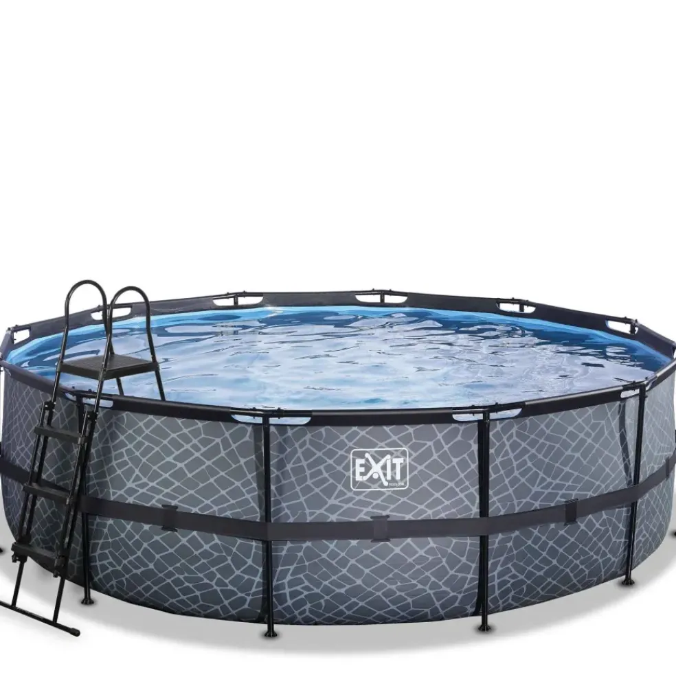 Piscine hors sol tubulaire ronde grise 450x122cm +pompe filtrante EXIT