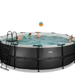 Piscine hors sol tubulaire ronde grise 450x122cm +pompe filtrante EXIT