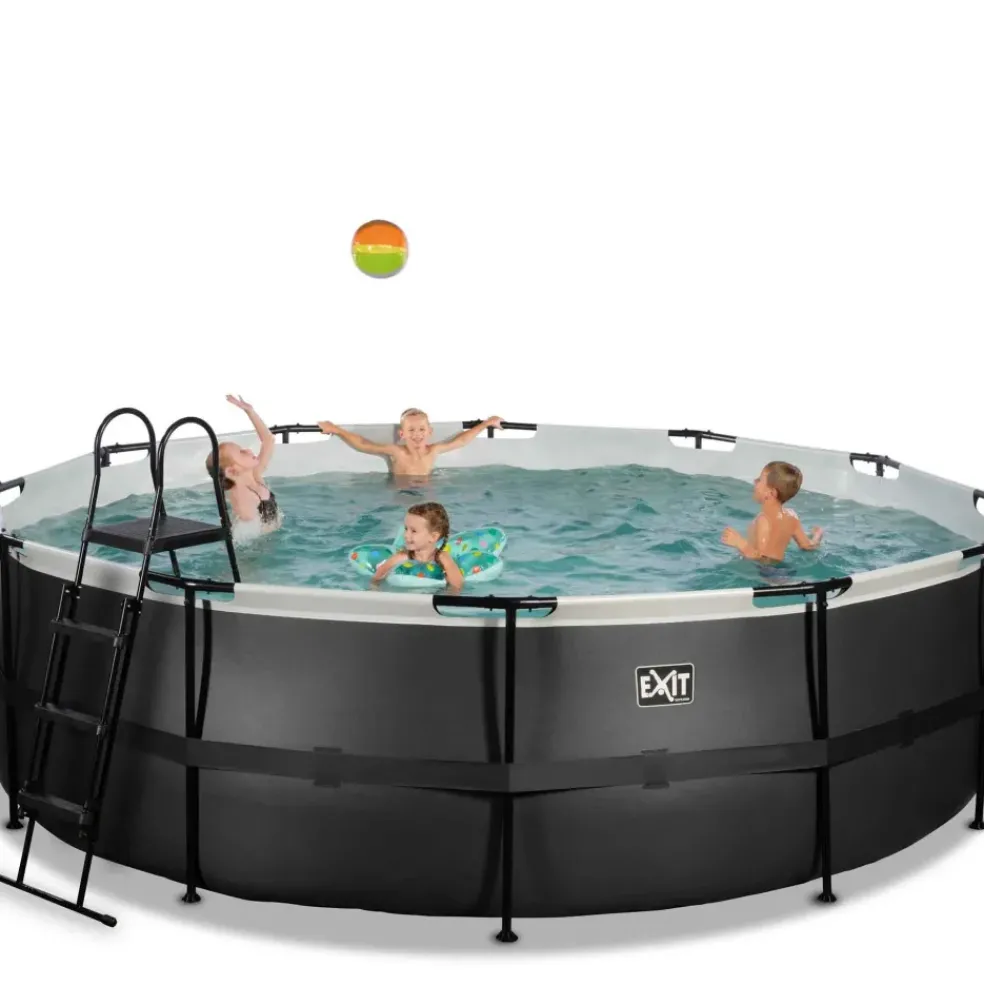 Piscine hors sol tubulaire ronde grise 450x122cm +pompe filtrante EXIT