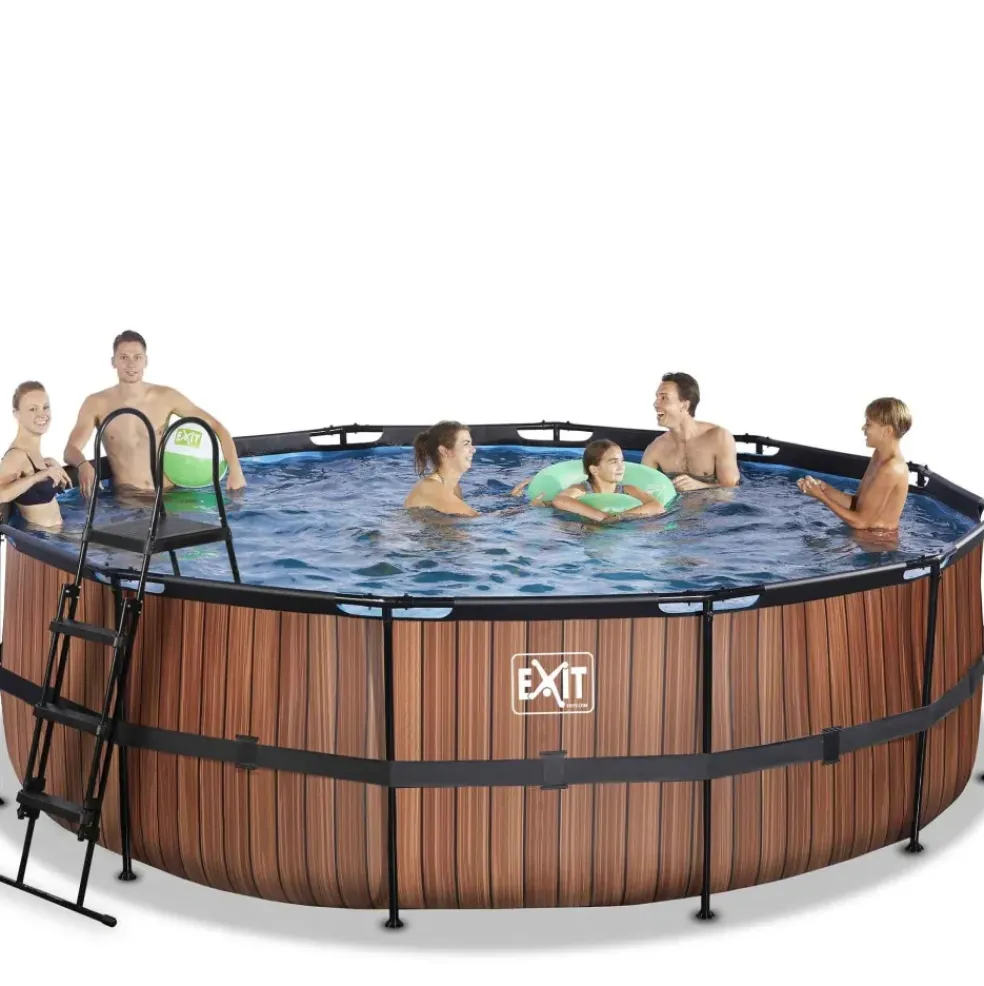 Piscine hors sol tubulaire ronde grise 450x122cm +pompe filtrante EXIT