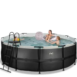 Piscine hors sol tubulaire ronde grise 427x122cm +pompe filtrante EXIT