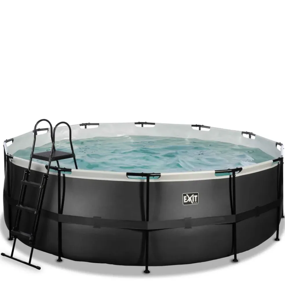 Piscine hors sol tubulaire ronde grise 427x122cm +pompe filtrante EXIT