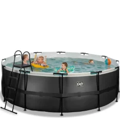 Piscine hors sol tubulaire ronde grise 427x122cm +pompe filtrante EXIT