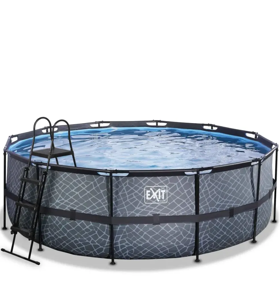 Piscine hors sol tubulaire ronde grise 427x122cm +pompe filtrante EXIT