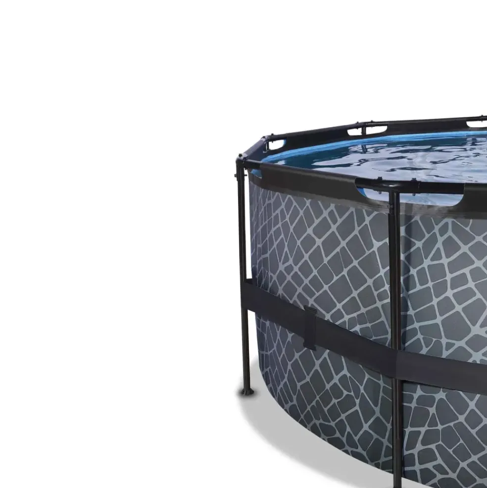 Piscine hors sol tubulaire ronde grise 427x122cm +pompe filtrante EXIT