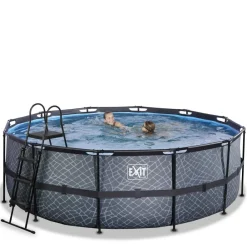 Piscine hors sol tubulaire ronde grise 427x122cm +pompe filtrante EXIT