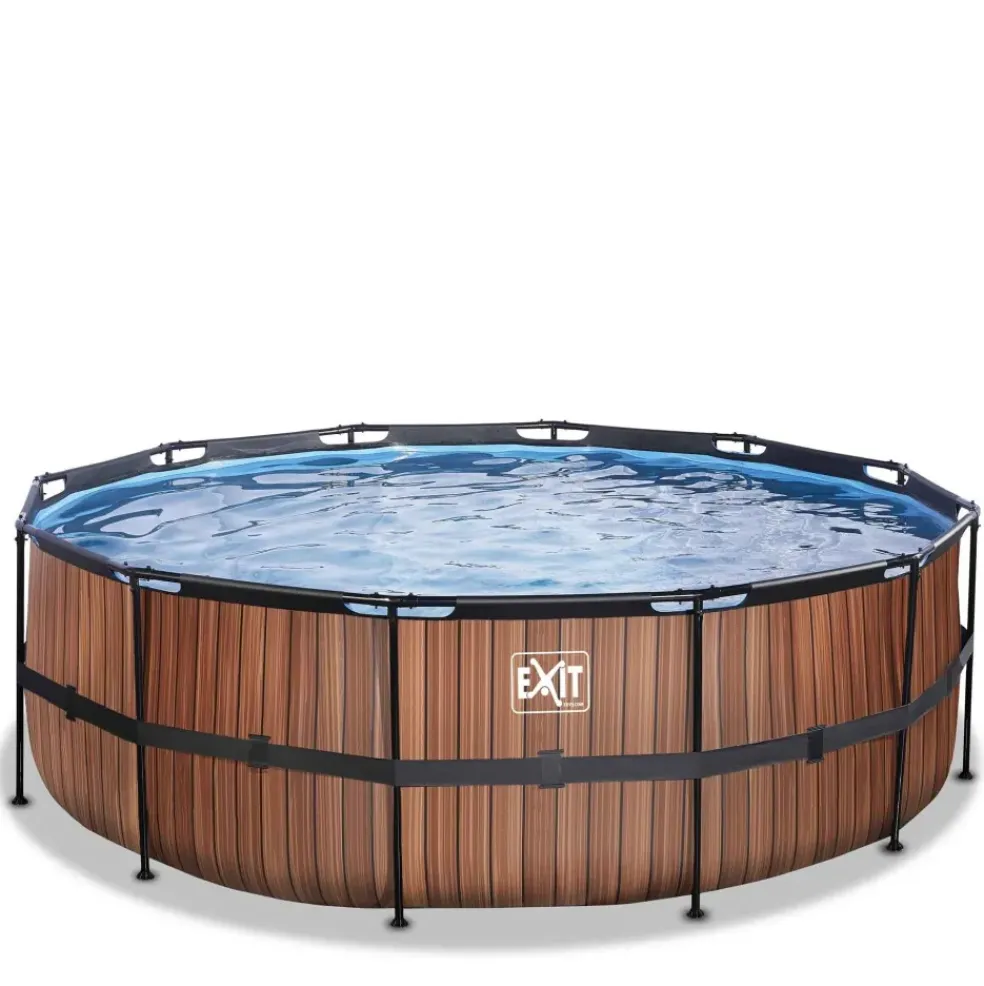 Piscine hors sol tubulaire ronde grise 427x122cm +pompe filtrante EXIT