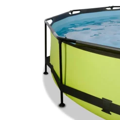 Piscine ronde grise 360 x 76 cm cm avec dôme et pompe filtrante EXIT