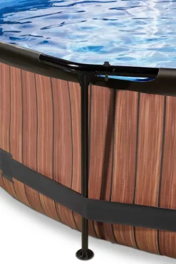 Piscine ronde grise 360 x 76 cm cm avec dôme et pompe filtrante EXIT