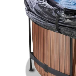 Piscine ronde grise 360x122cm + dôme et pompe filtrante sable EXIT