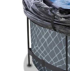 Piscine ronde grise 360x122cm + dôme et pompe filtrante sable EXIT