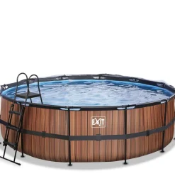Piscine ronde grise 450x122cm + dôme et pompe filtrante sable EXIT