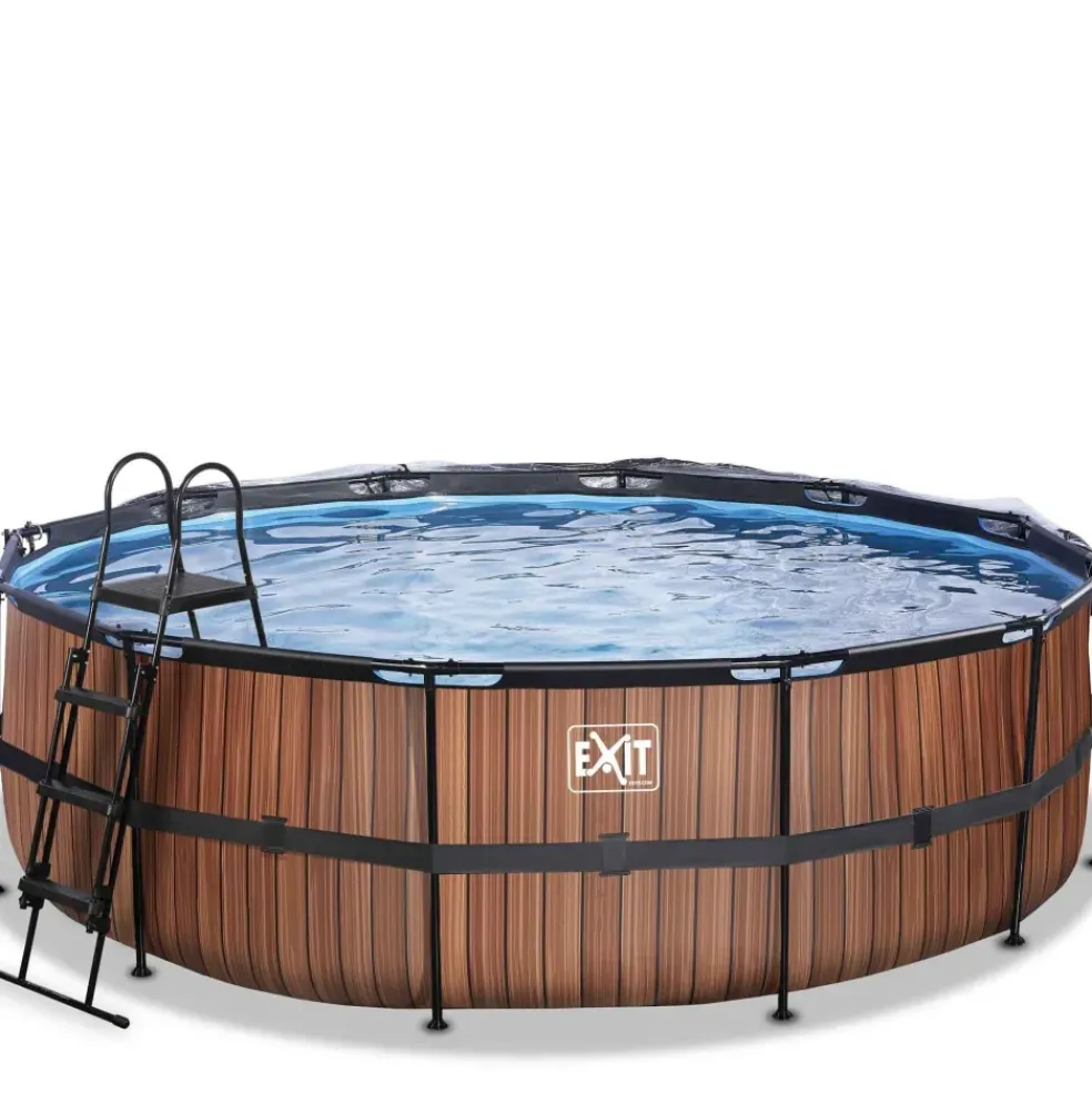 Piscine ronde grise 450x122cm + dôme et pompe filtrante sable EXIT