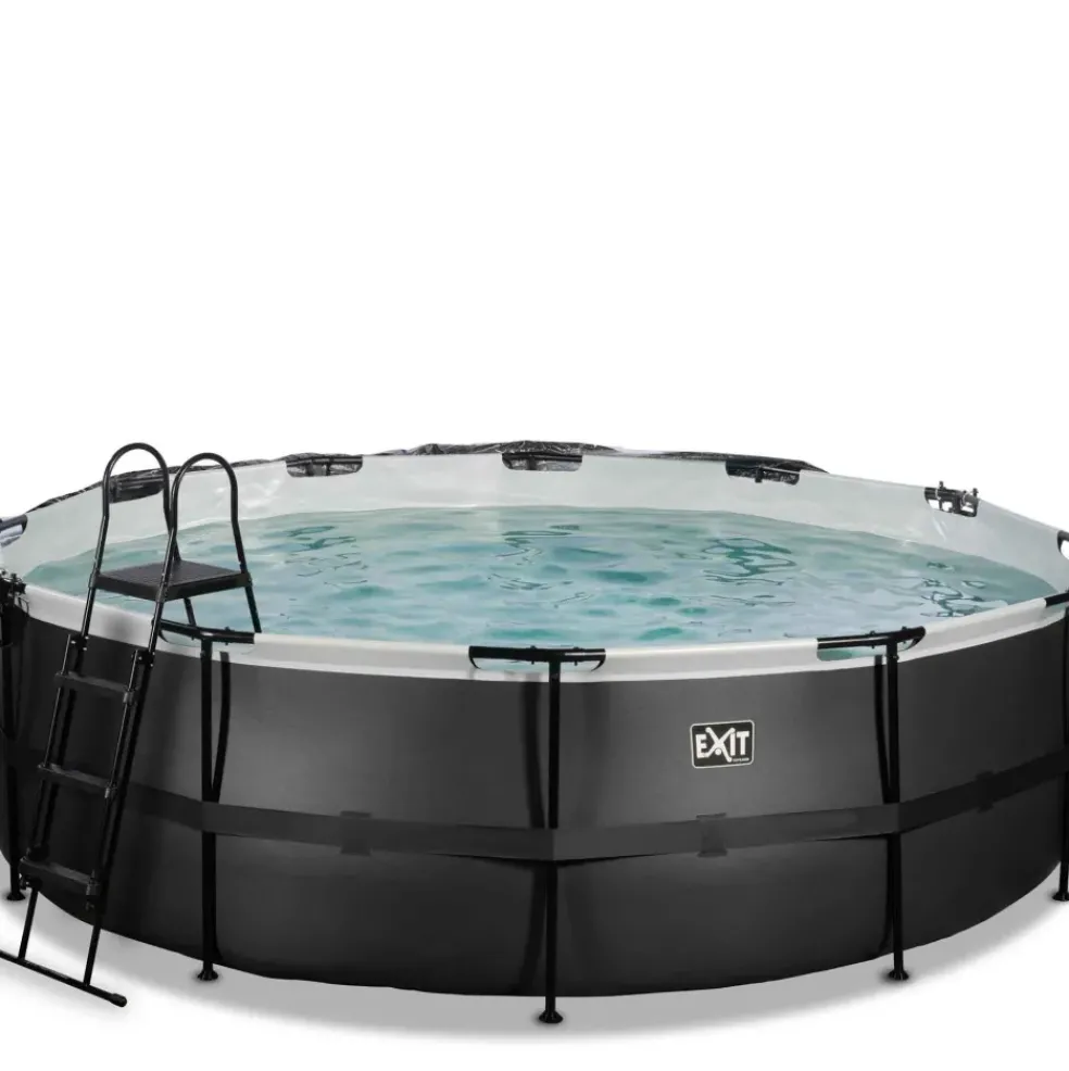 Piscine ronde grise 450x122cm + dôme et pompe filtrante sable EXIT