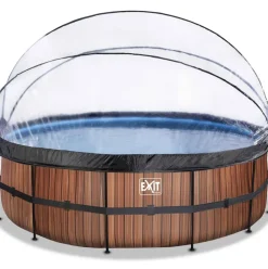 Piscine ronde grise 450x122cm + dôme et pompe filtrante sable EXIT