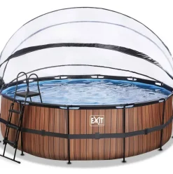 Piscine ronde grise 450x122cm + dôme et pompe filtrante sable EXIT