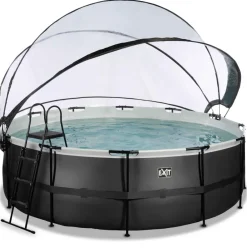 Piscine ronde grise 427x122cm + dôme et pompe filtrante sable EXIT