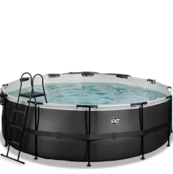 Piscine ronde grise 427x122cm + dôme et pompe filtrante sable EXIT