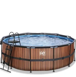 Piscine ronde grise 427x122cm + dôme et pompe filtrante sable EXIT