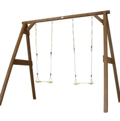 Portique double : 2 balançoires, en bois, gris/blanc Axi