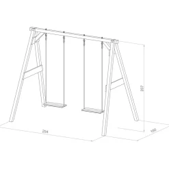 Portique double : 2 balançoires, en bois, gris/blanc Axi