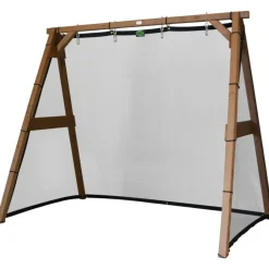 Portique en bois 2 balançoires et filet de but de foot 4-en-1 SportsFun AXI