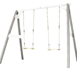 Portique en bois 2 balançoires et filet de but de foot 4-en-1 SportsFun AXI
