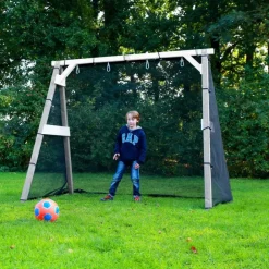 Portique en bois 2 balançoires et filet de but de foot 4-en-1 SportsFun AXI