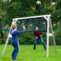 Portique en bois 2 balançoires et filet de but de foot 4-en-1 SportsFun AXI