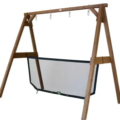Portique en bois 2 balançoires et filet de but de foot 4-en-1 SportsFun AXI