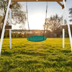 Portique en bois avec balançoire - siège nid rond Axi
