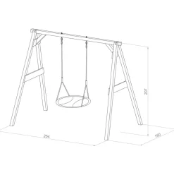 Portique en bois avec balançoire - siège nid rond Axi