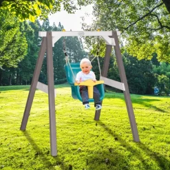 Portique en bois blanc - balançoire bébé Axi