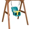 Portique en bois brun - balançoire bébé Axi