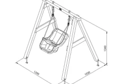 Portique en bois brun - balançoire bébé Axi