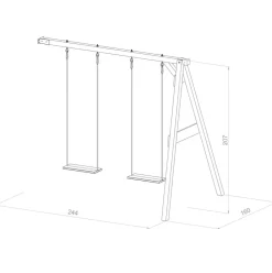 Portique mural 2 balançoire en bois Wall mount Brun Axi