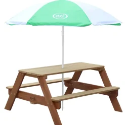 Table pique-nique Nick avec Parasol vert blanc Axi